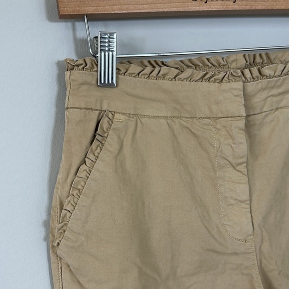 J Crew Crop Ruffle Chino Pant Khaki G2041 Classic Basic Career Sz 2 NEW - Picture 4 of 13